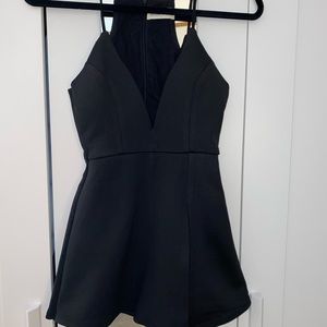Deep V-neck black romper
